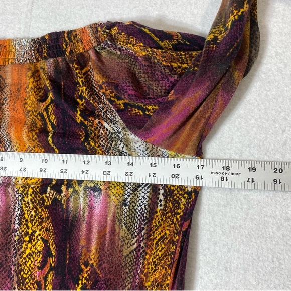 Self Esteem Tunic Top Women’s M Multicolor Snakeskin Braided Neck Casual Stretch - Picture 14 of 15